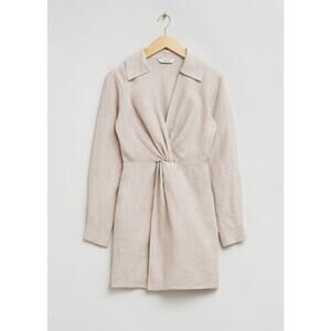 NWT & Other Stories Front Knot 100% Linen Shirt Dress XS 0